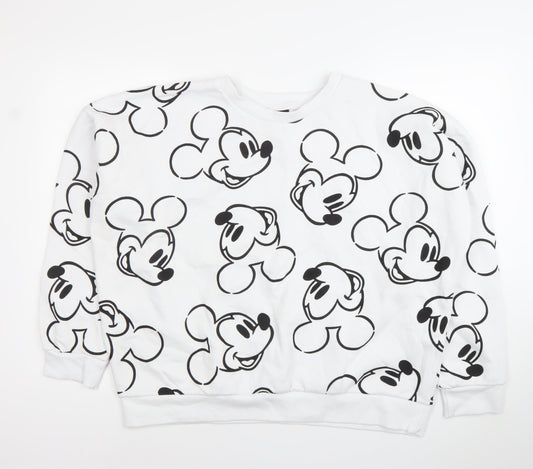 Disney Mickey Mouse Unisex Adults White L Pullover Sweatshirt