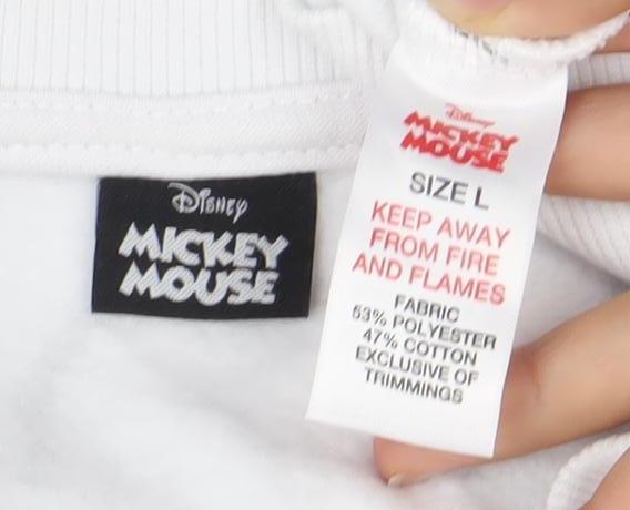 Disney Mickey Mouse Unisex Adults White L Pullover Sweatshirt