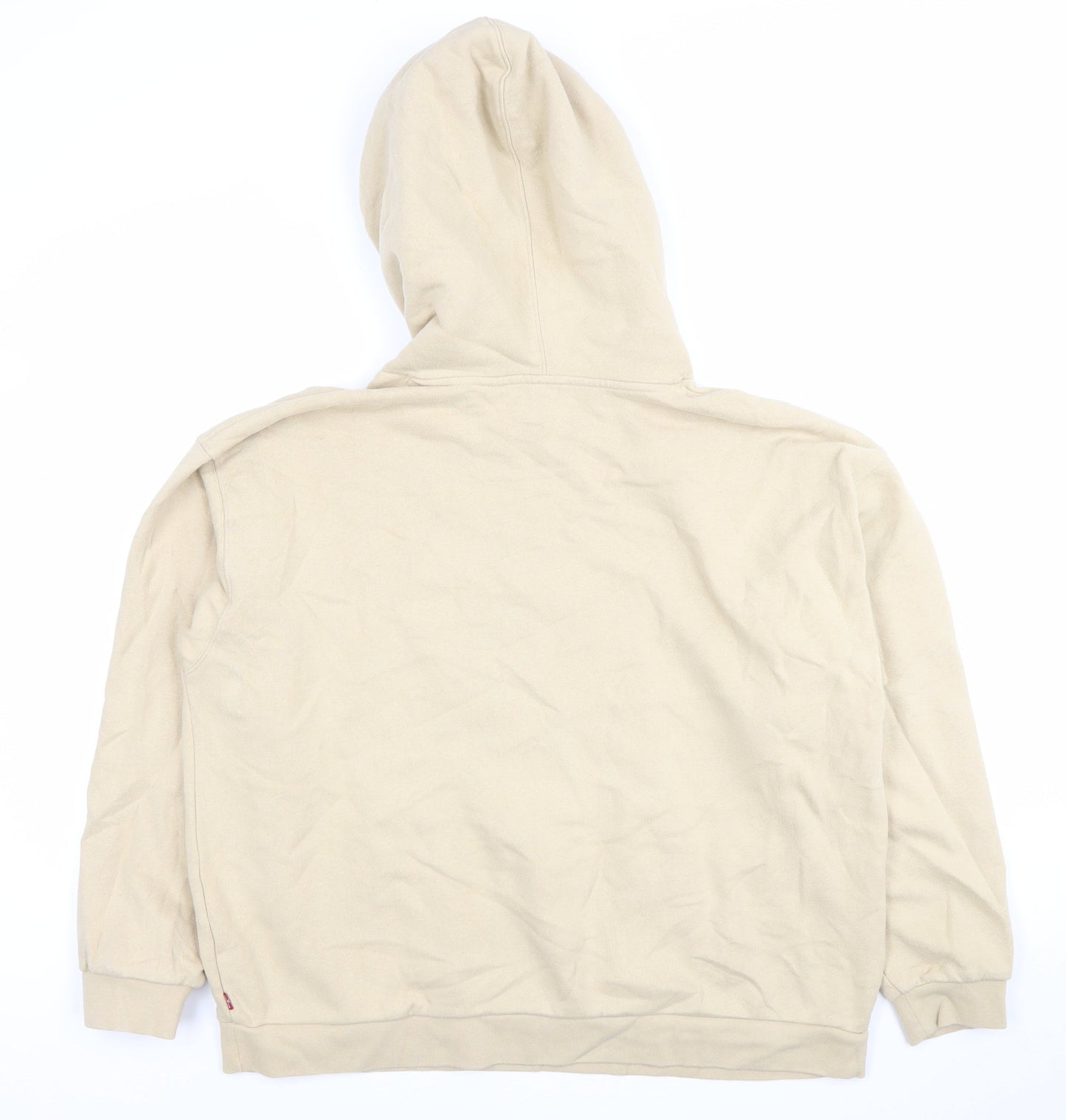 Levi's Womens Beige Pullover Hoodie L Logo Print Casual Fleece