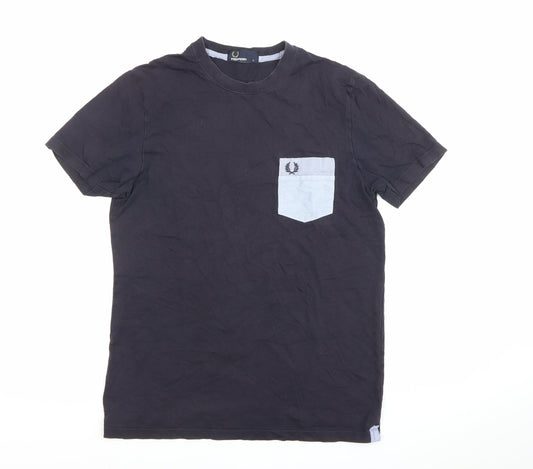 Fred Perry Men's Black Cotton Crew Neck Pocket T-Shirt Size S
