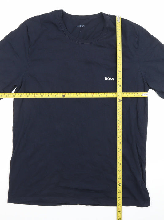 BOSS Mens Blue XL Crew Neck Cotton Logo Short Sleeve T-Shirt