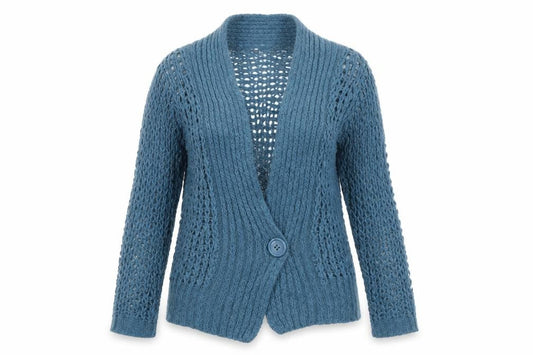 FatFace Women’s Blue Mohair Blend Cardigan Size 8 Open Knit