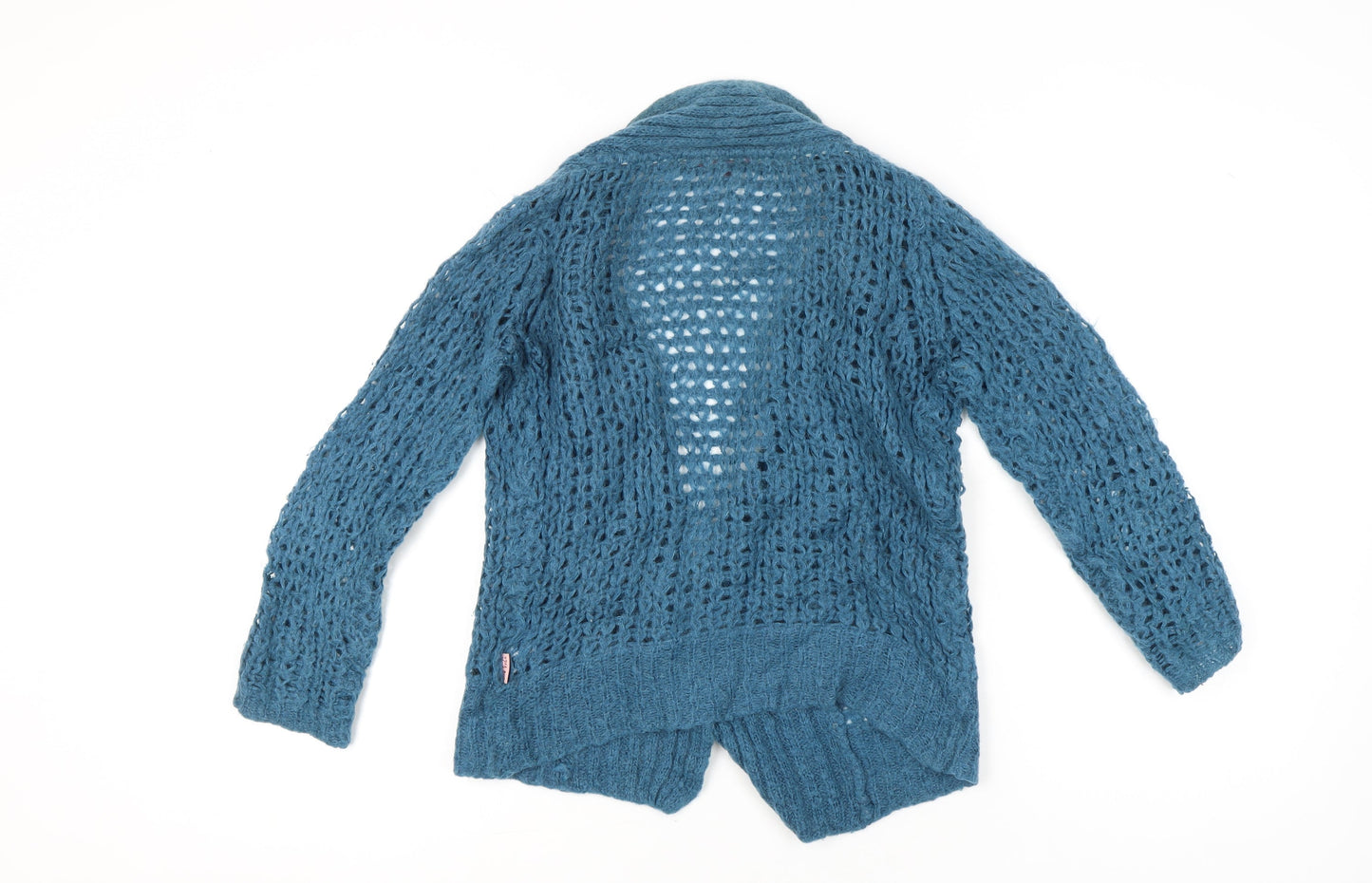 Fat Face Women’s Blue Mohair Blend Cardigan Size 8 Open Knit