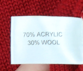 Lakeland Women’s Red Wool Blend Cardigan Size 16 Full Zip Pockets