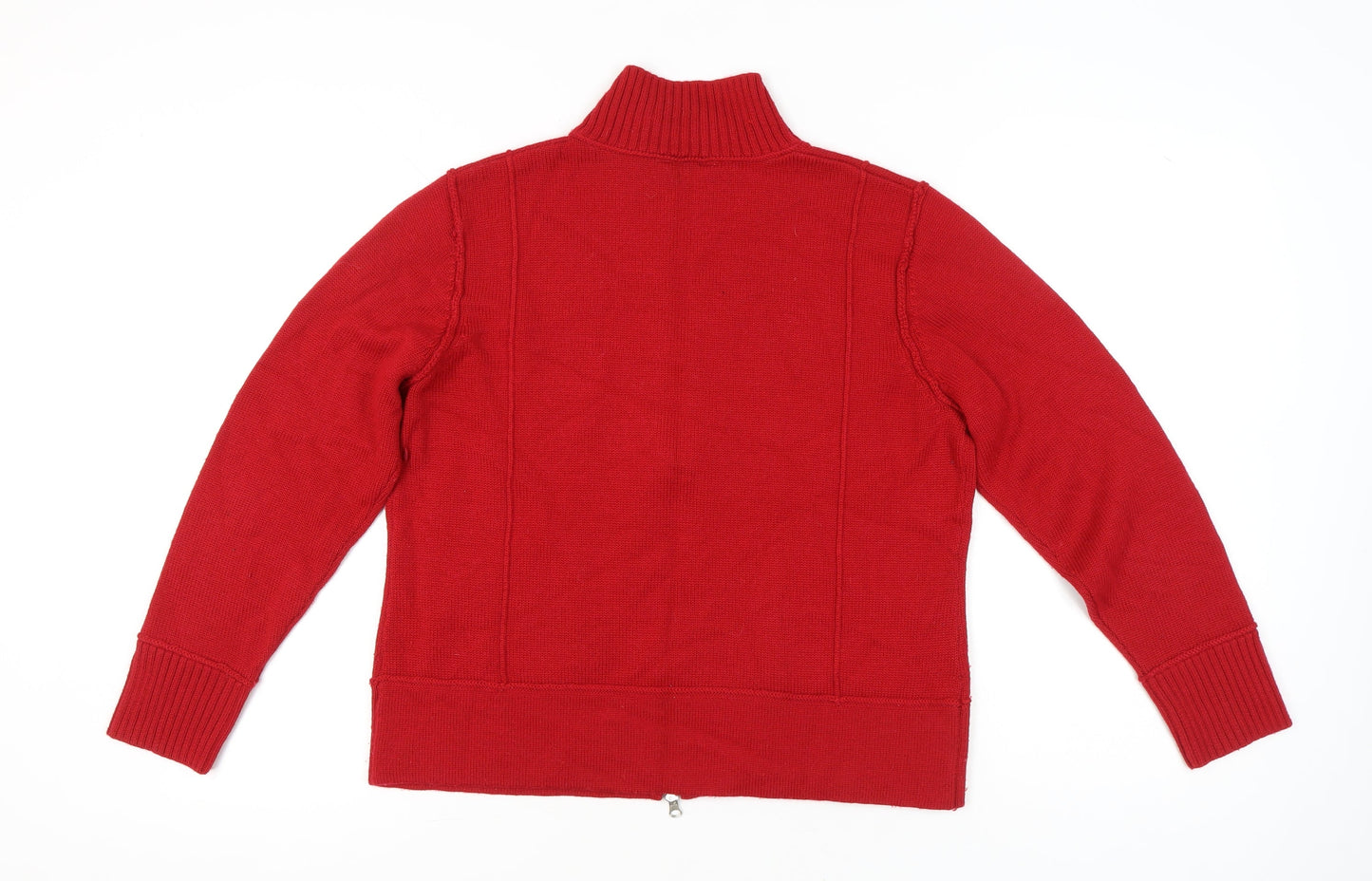 Lakeland Women’s Red Wool Blend Cardigan Size 16 Full Zip Pockets