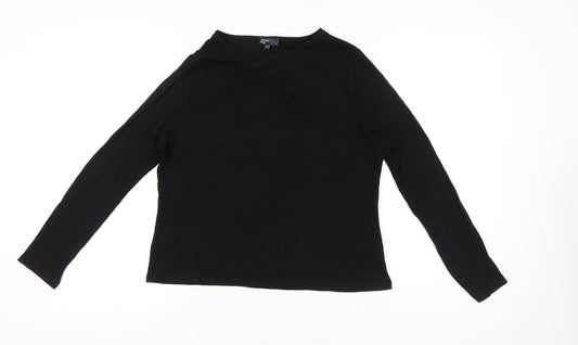 Nobody's Child Womens Black Size 18 Long Sleeve V-Neck Blouse