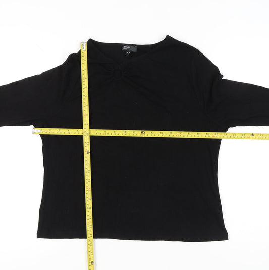 Nobody's Child Womens Black Size 18 Long Sleeve V-Neck Blouse