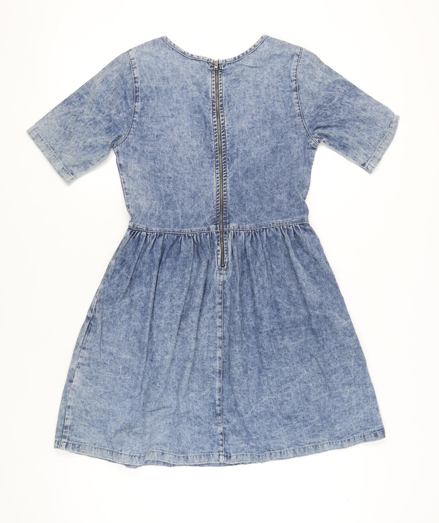 New Look Women’s Blue Denim Skater Dress Size 8 Knee Length