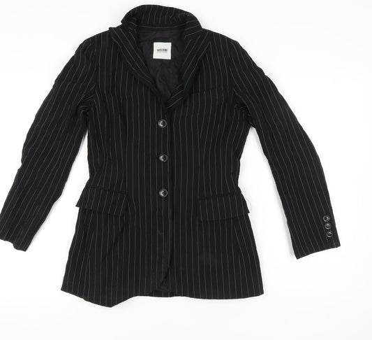 Moschino Cheap and Chic Womens Black Size 10 Pinstripe Wool Blazer