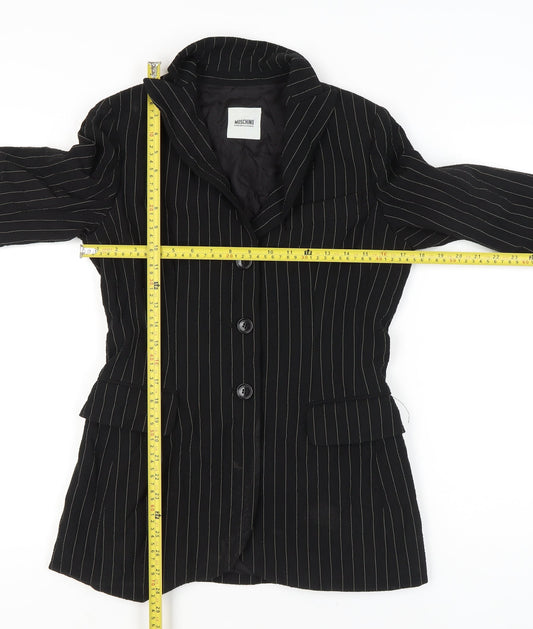 Moschino Cheap and Chic Womens Black Size 10 Pinstripe Wool Blazer