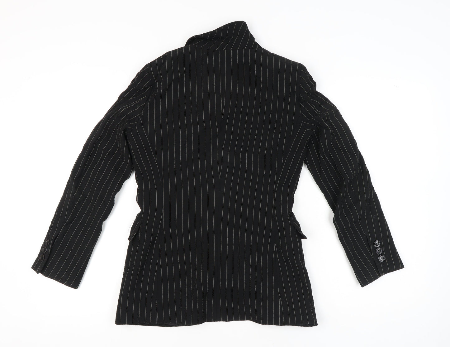 Moschino Cheap and Chic Womens Black Size 10 Pinstripe Wool Blazer