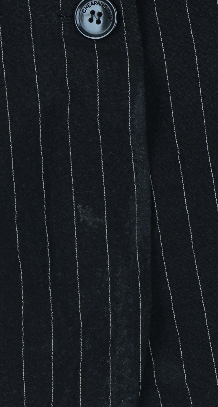 Moschino Cheap and Chic Womens Black Size 10 Pinstripe Wool Blazer