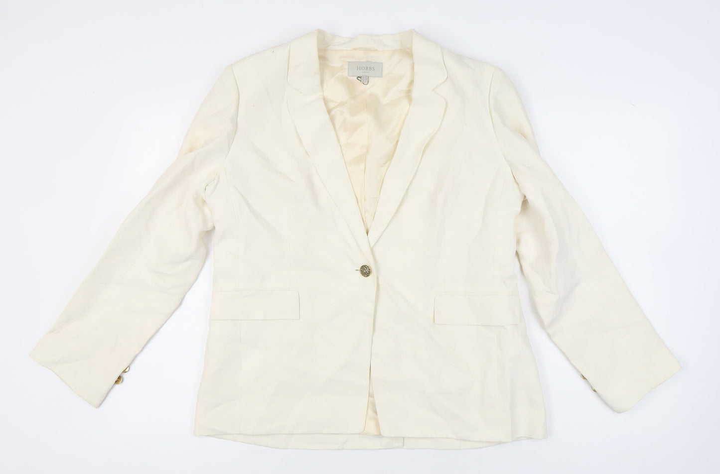 Hobbs Womens Ivory Linen Silk Blazer Jacket UK 16 Workwear