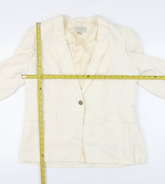 Hobbs Womens Ivory Linen Silk Blazer Jacket UK 16 Workwear