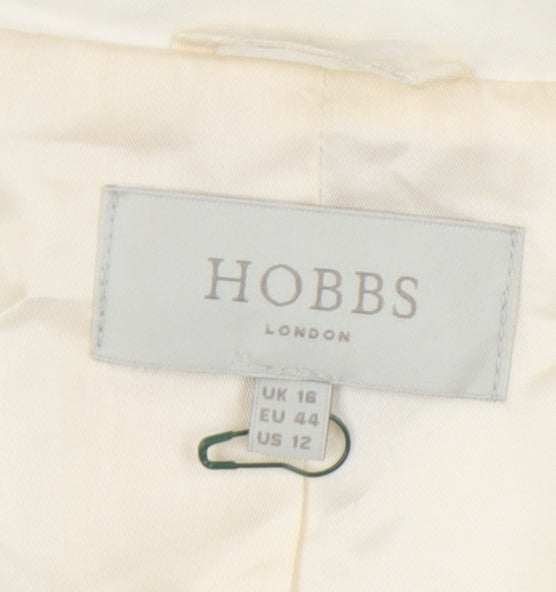 Hobbs Womens Ivory Linen Silk Blazer Jacket UK 16 Workwear