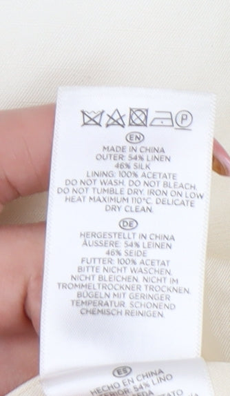 Hobbs Womens Ivory Linen Silk Blazer Jacket UK 16 Workwear