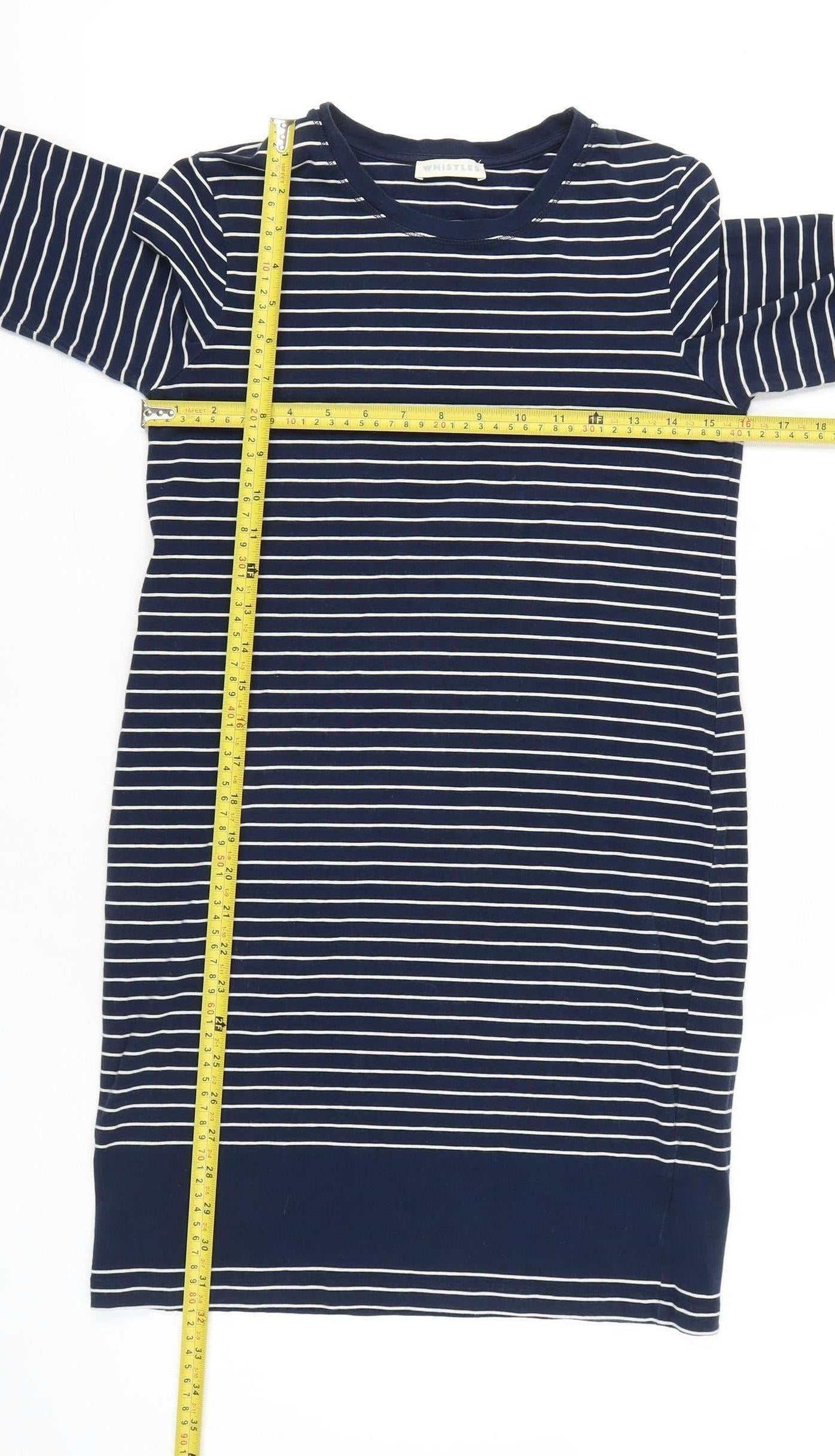Whistles Women’s Blue Striped Jersey Shift Dress UK 12