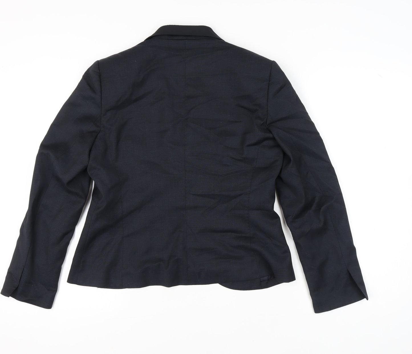 Jaeger Women Black Wool Suit Jacket UK 14 Tailored Formal Blazer