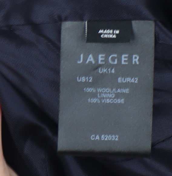 Jaeger Women Black Wool Suit Jacket UK 14 Tailored Formal Blazer