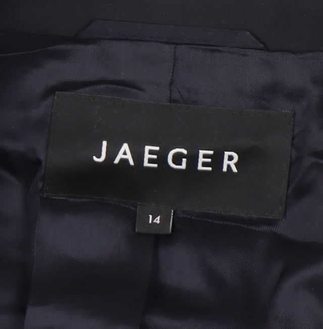 Jaeger Women Black Wool Suit Jacket UK 14 Tailored Formal Blazer
