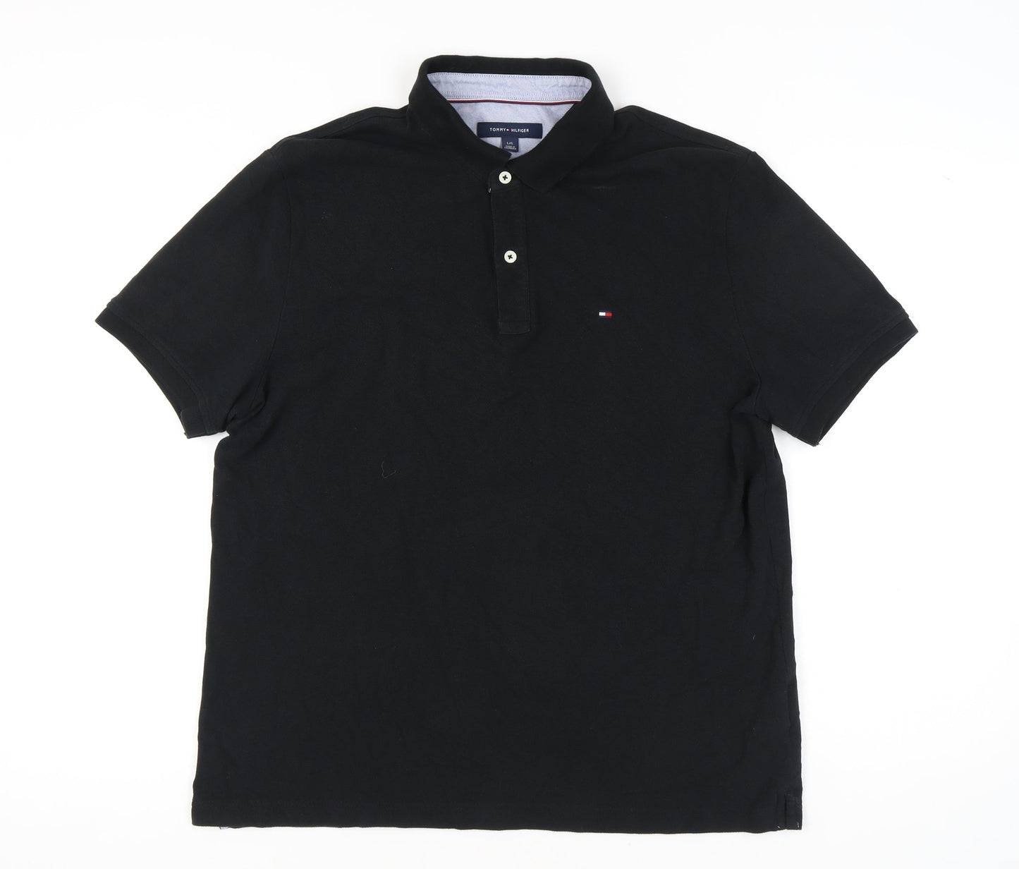Tommy Hilfiger Men’s Black Polo Shirt L Regular Fit Cotton