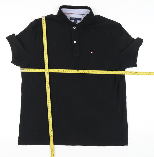 Tommy Hilfiger Men’s Black Polo Shirt L Regular Fit Cotton