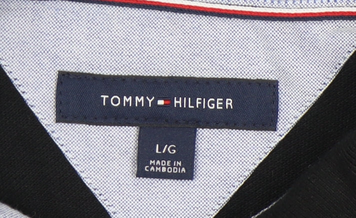 Tommy Hilfiger Men’s Black Polo Shirt L Regular Fit Cotton