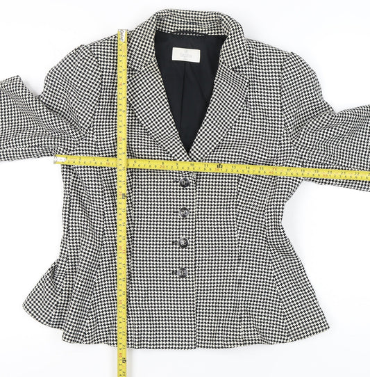 Élégance Paris Women's Black Houndstooth Blazer Size 12