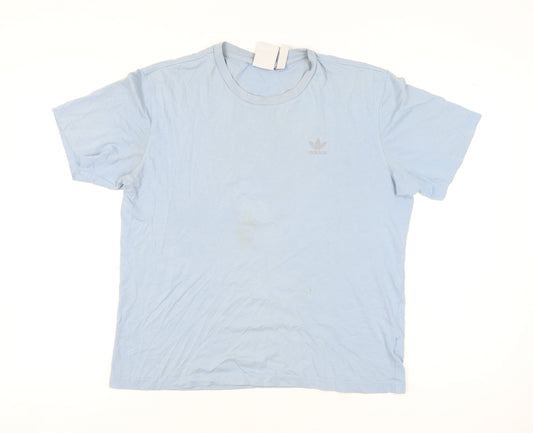 Adidas Men’s Blue Cotton Short Sleeve T-Shirt Size M Crew Neck Logo