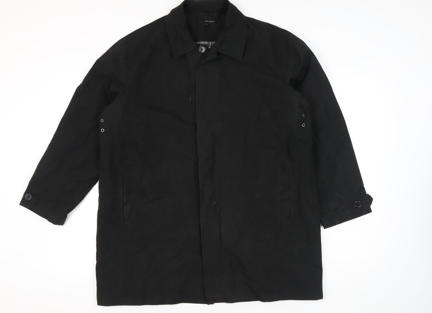 Tom English Men's Black Polyester Overcoat Jacket Size L
