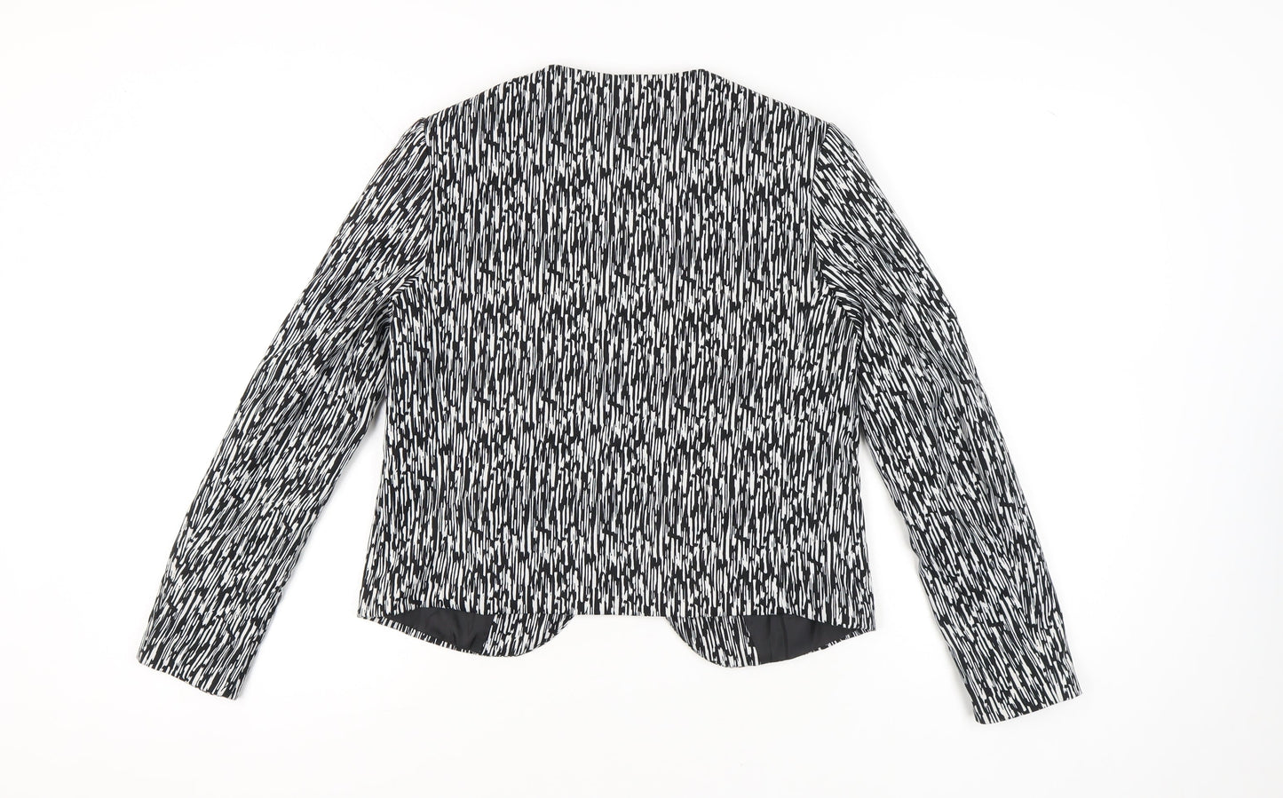 H&M Divided Womens Black White Geometric Blazer Size 16