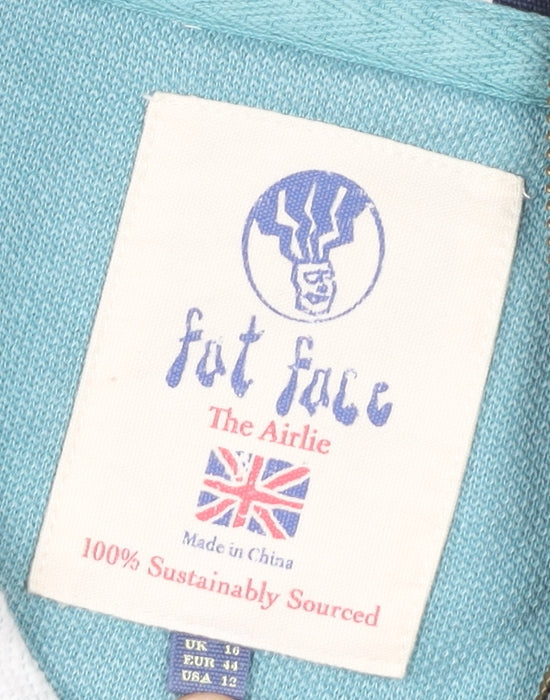 Fat Face Women’s Blue 1/4 Zip Sweatshirt UK 16 Cotton Casual