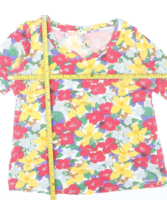 Weird Fish Womens Multicoloured Floral T-Shirt Size 12 Cotton Modal