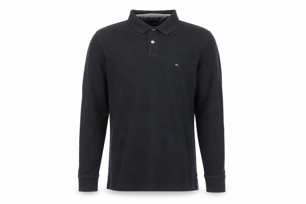 Tommy Hilfiger Men’s Black Polo Shirt M Slim Fit Long Sleeve Cotton
