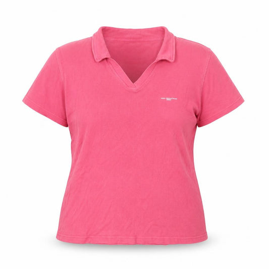 Womens UK Size L Tagg Pink Cotton Polo