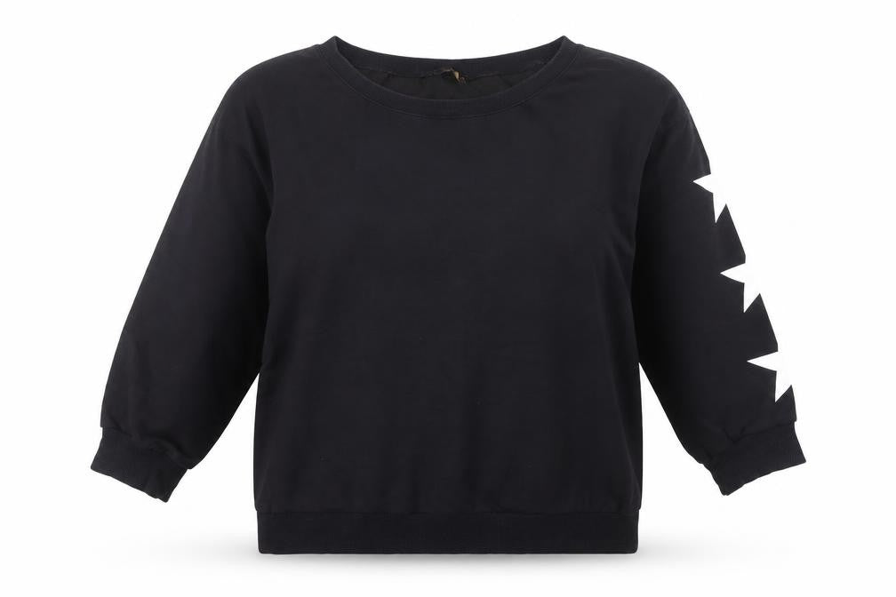 Jenerique Womens Black Sweatshirt UK 14 Pullover Star Sleeve