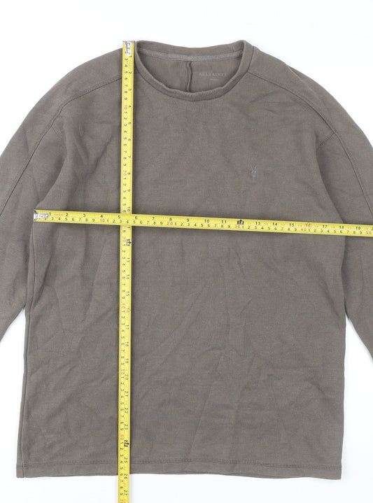 AllSaints Men’s Brown Small Crew Neck Cotton Sweatshirt