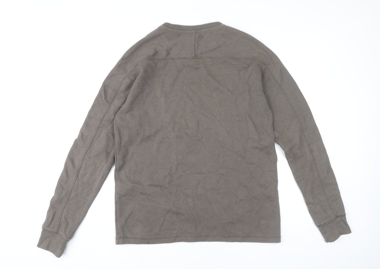AllSaints Men’s Brown Small Crew Neck Cotton Sweatshirt