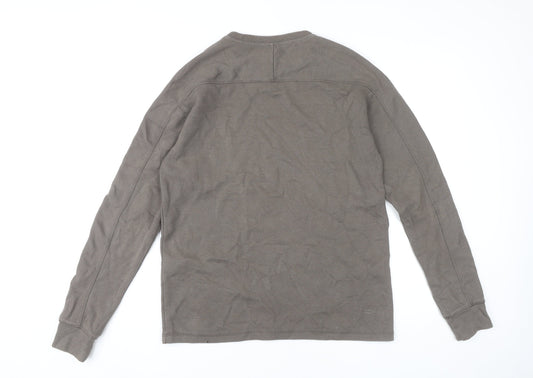 AllSaints Men’s Brown Small Crew Neck Cotton Sweatshirt