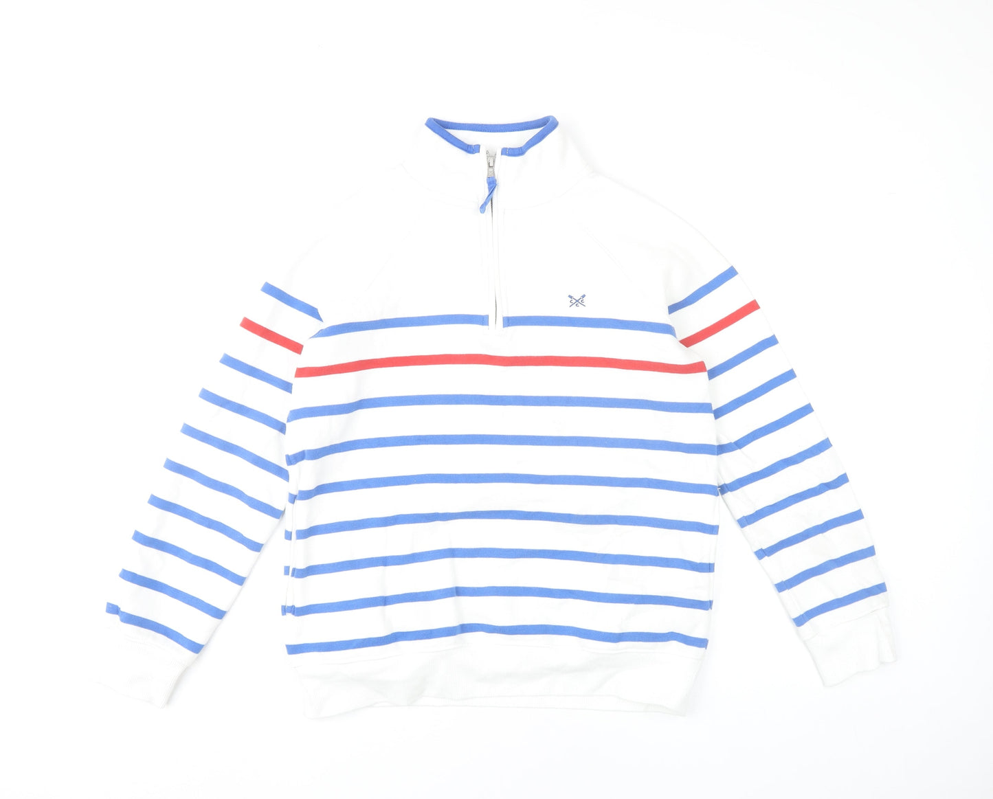 Crew Clothing Women’s White Blue Red Striped 1/4 Zip Sweatshirt Size 10