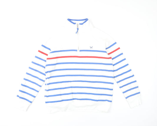 Crew Clothing Women’s White Blue Red Striped 1/4 Zip Sweatshirt Size 10