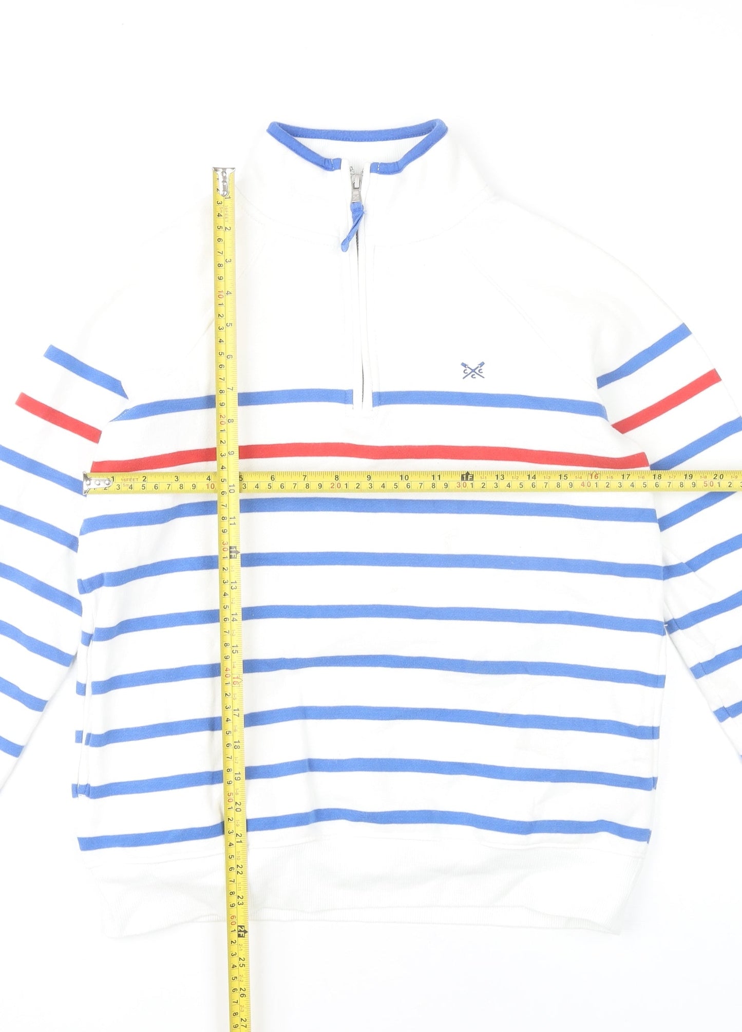 Crew Clothing Women’s White Blue Red Striped 1/4 Zip Sweatshirt Size 10