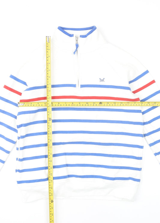 Crew Clothing Women’s White Blue Red Striped 1/4 Zip Sweatshirt Size 10