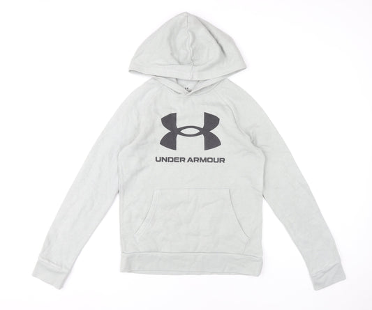 Under Armour Boys Grey Pullover Hoodie YLG 14 Years Logo Sportswear