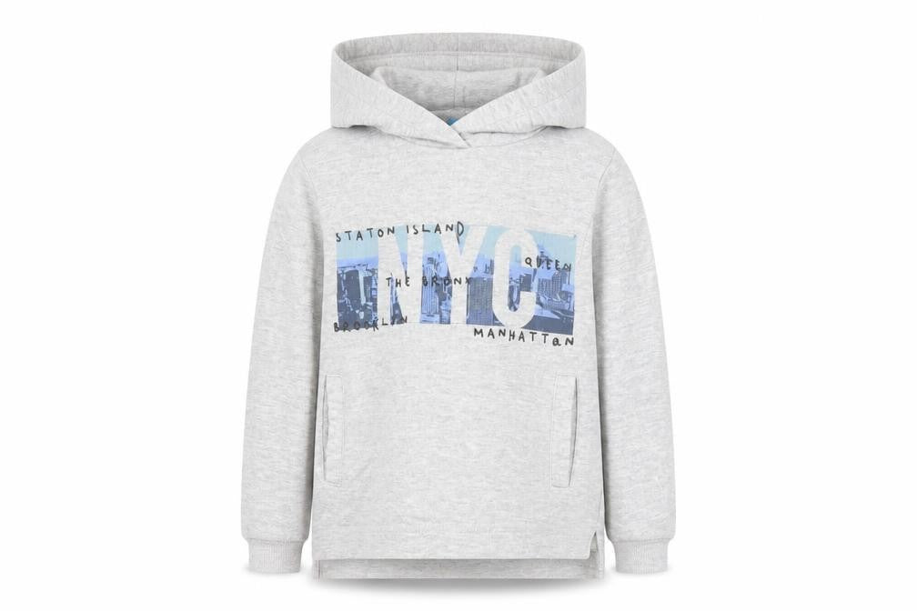 Hullabaloo Boys Grey Pullover Hoodie 7-8 Years NYC Graphic Print Casual