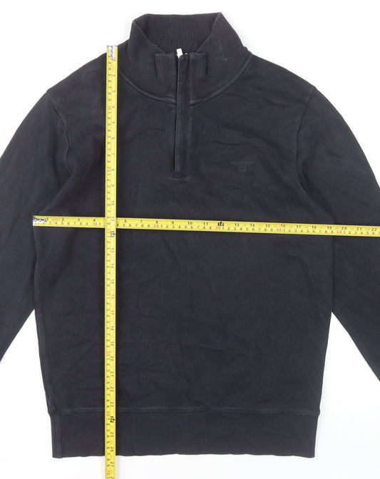 GANT Men’s Blue Cotton Half Zip Jumper High Neck Size M