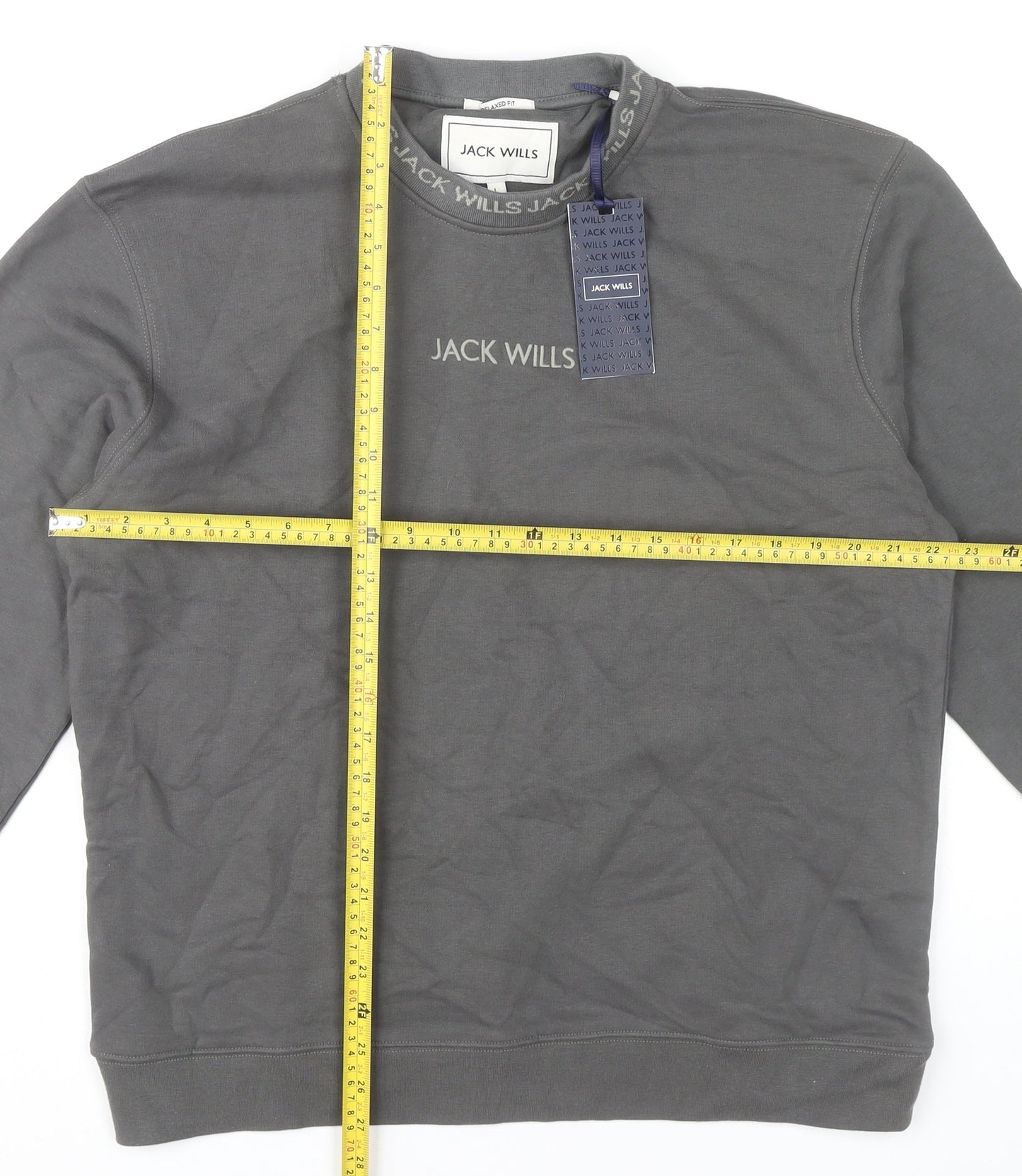 Jack Wills Men’s Grey Sweatshirt L Relaxed Fit Pullover Crew Neck