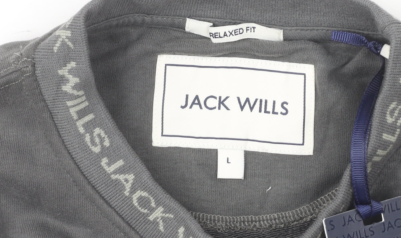 Jack Wills Men’s Grey Sweatshirt L Relaxed Fit Pullover Crew Neck