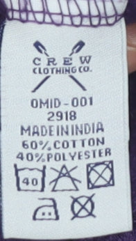 Crew Clothing Co. Unisex Purple Small 1/4 Zip Sweatshirt