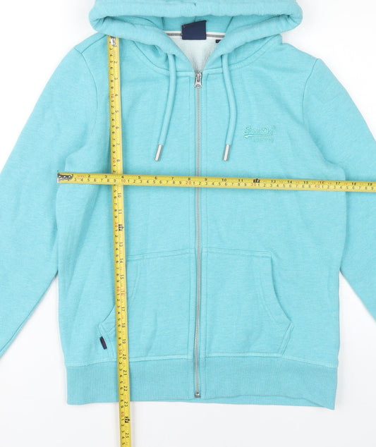 Superdry Womens Blue Full Zip Hoodie Size 12 Regular Fit Logo